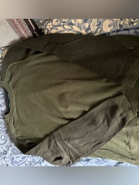 Ted Baker Olive Green Knit cotton Crewneck Sweater